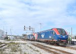 A couple hour late running Amtrak Train # 97 approaches the Orlando Station behind two ALC-42 locomotives 